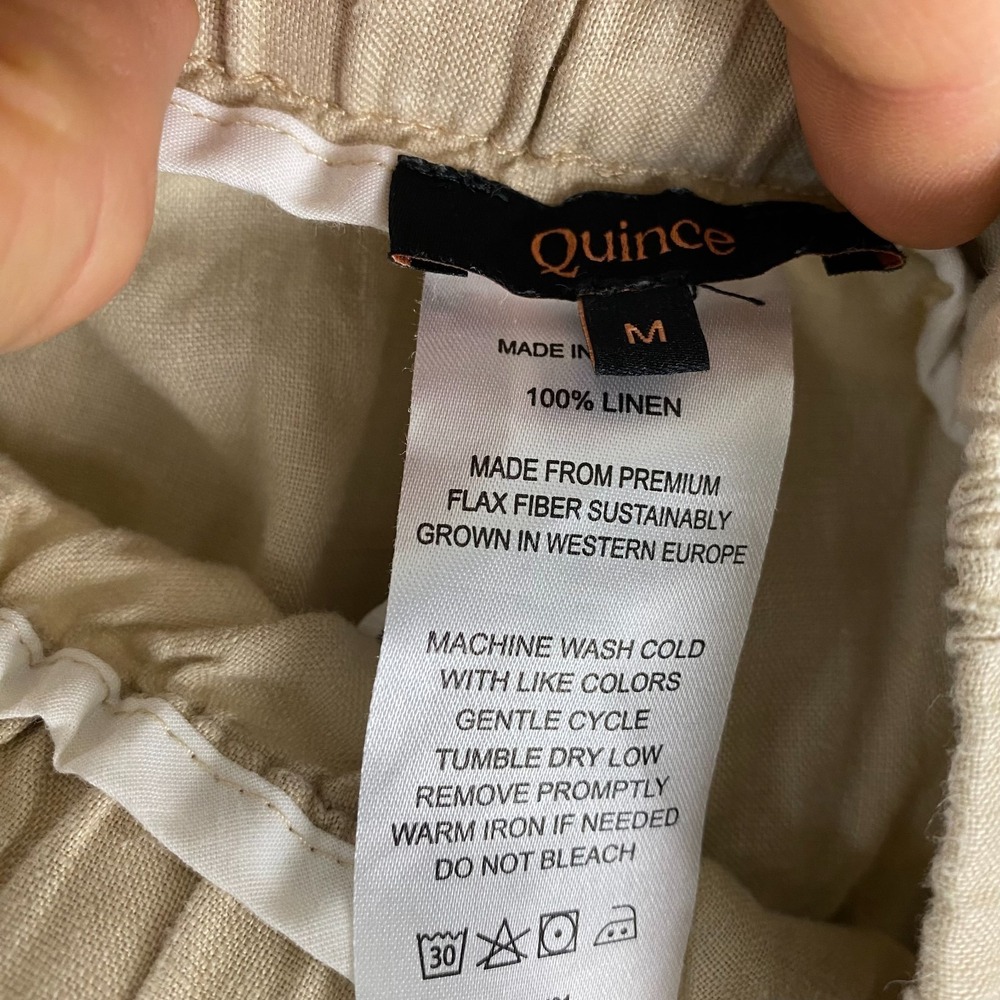 Quince Women European Linen Pants M Driftwood M Elastic Waist Cropped 25" - Picture 5 of 12